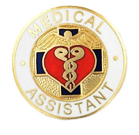 Medical Assistant Lapel Pin Heart Caduceus Blue Cross Emblem Graduation
