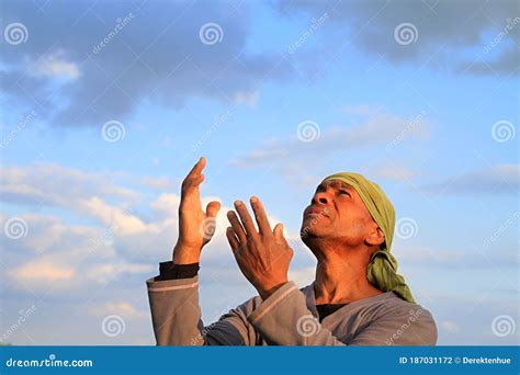 Man Praying Looking Up To The Sky Stock Photo Stock Photo Image Of