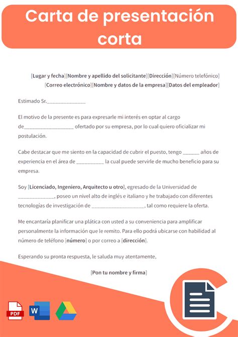 Carta De Presentación Corta Rellenar Online Word Pdf