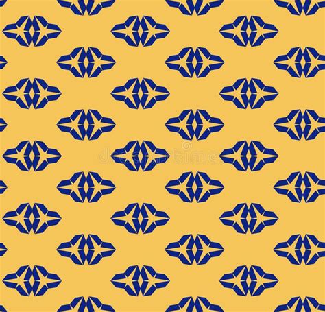 Navy Blue And Yellow Geometric Seamless Pattern With Triangular Shapes