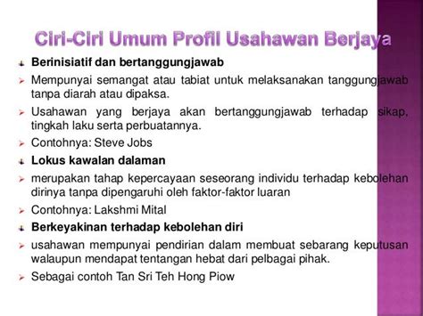Mengenali ciri - ciri usahawan