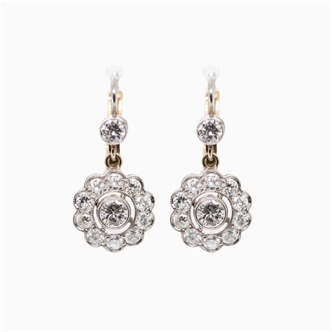 Floral Inspired Vintage Diamond Dangle Earring 18k Gold