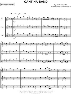 Digital sheet music at musicnotes. "Cantina Band - Eb Instrument Trio" from 'Star Wars' Sheet Music - Download & Print