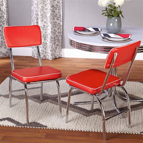Retro Dining Chairs Set Of 2 Red