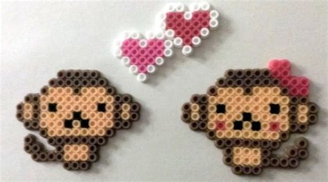 Items Similar To Monkeys In Love Perler Beads On Etsy