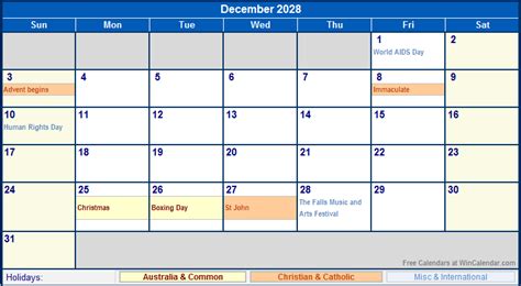 December 2028 Calendar Off 62