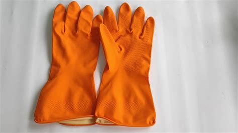 h300 household natural rubber latex glove with cotton flocked lined for kitchen cleaning