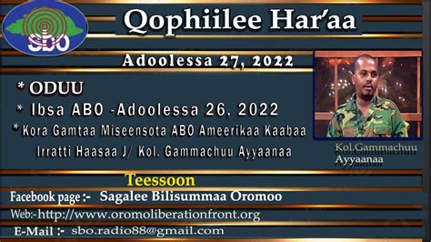 Sagalee Bilisummaa Oromoo Adoolessa 27 2022 Youtube