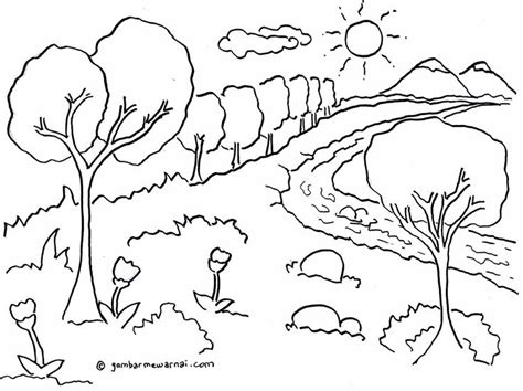 Sketsa gambar buah buahan dalam keranjang berwarna. Gambar Untuk Diwarnai: Pemandangan Hutan Sungai OKE ...