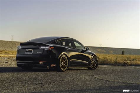 Safety is the most important part of the overall model 3 design. Tesla Model 3 Black with Bronze VMR V802 | Wheel Front
