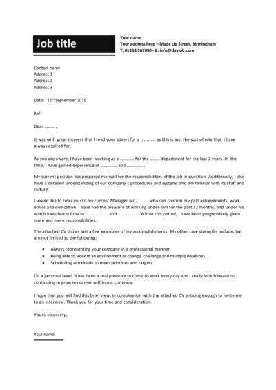 Do not use something like 'miketheman_coverletter.doc', also use. Cover letter examples for different job roles in 2019 - Dayjob