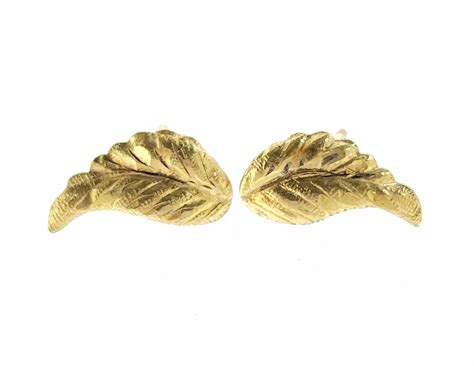 Lot 14k Gold Stud Leaf Earrings