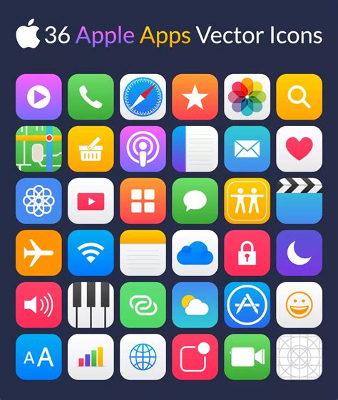 36 Apple Apps Vector Icons Graphicsfuel Ios App Design Iphone App