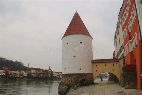 The Inn River Promenade In Passau Germany Stock Image Image Of