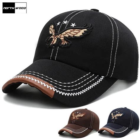 Buy Northwood Mens Baseball Caps Embroidery Eagle Leather Caps For