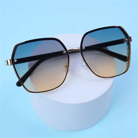 oval sunglasses men women luxury trend brand designer metal alloy frame gradients lens