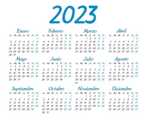 Calendario 2023 En Español La Semana Comienza El Lunes Vector Premium