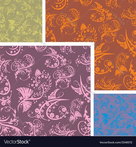 Chinese Floral Seamless Pattern Set Royalty Free Vector