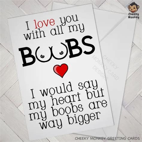 Funny Birthday Valentines Anniversary Card Wife Husband Male Man Love Boobs Picclick