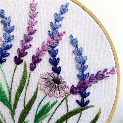 25 (368, 320, 210, 553, 3746, 3045, 646) • dmc embroidery floss no. Lavender and White Daisy Hand Embroidery Pattern | Digital ...