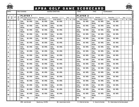 Free Printable Golf Scorecard Templates Excel Pdf