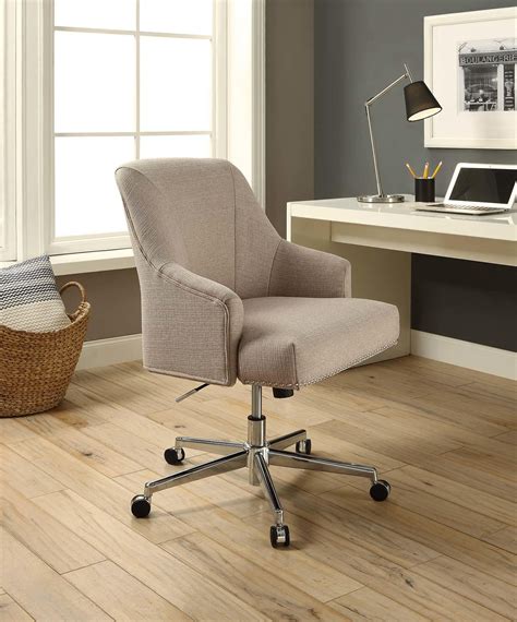 Serta Style Leighton Home Office Chair Beige Twill Fabric