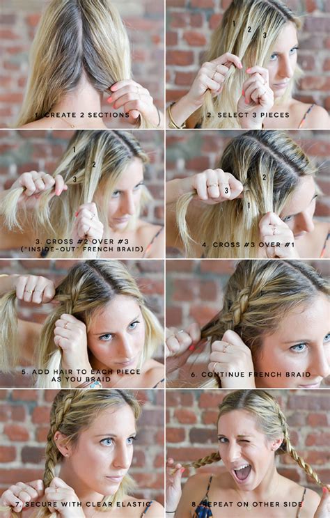 To french braid your hair, divide the chosen section into three equal sized strands, then begin braiding as you would a normal three strand braid the french braid is a classic hairstyle that you'll need at least shoulder length hair to pull off. Milkmaid Braids for Short or Fine Hair