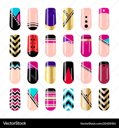 Nail Art Design Geometric Nail Stickers Template Vector Image