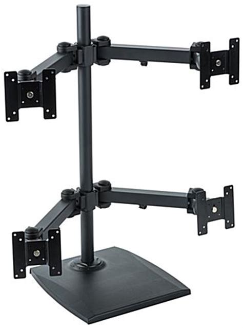 Wide dual monitor computer desk. 4 Monitor Desk Stand | Adjustable Height Quad Mount