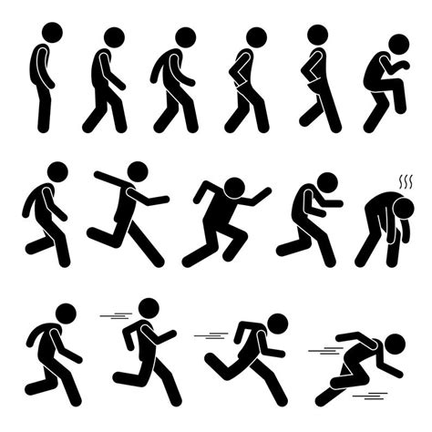 Stick Figure Running Running Pose Person Running Person Silhouette