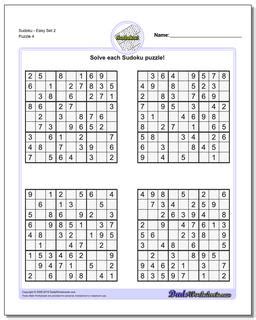 Sudoku puzzles to print and solve. Sudoku - Easy