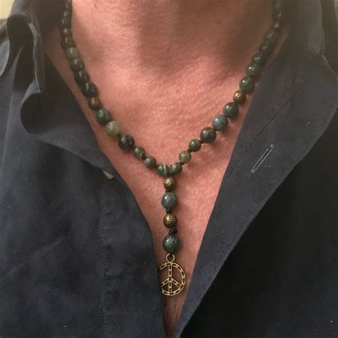 collier homme en pierre naturelles bijoux pour homme tour de etsy france collier homme