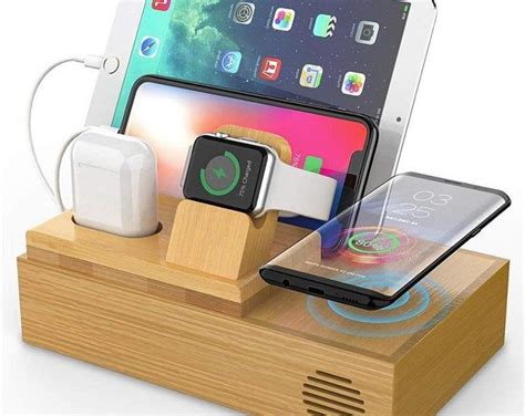 Dock Stand Smartphone Iphone Desk Organizer Printed In Wood Etsy