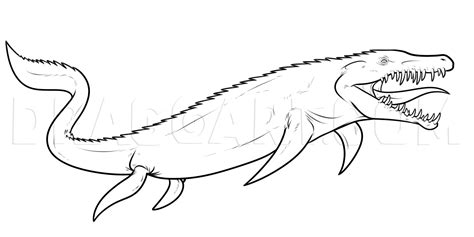 How To Draw A Mosasaurus From Jurassic World, Step by Step, Drawing