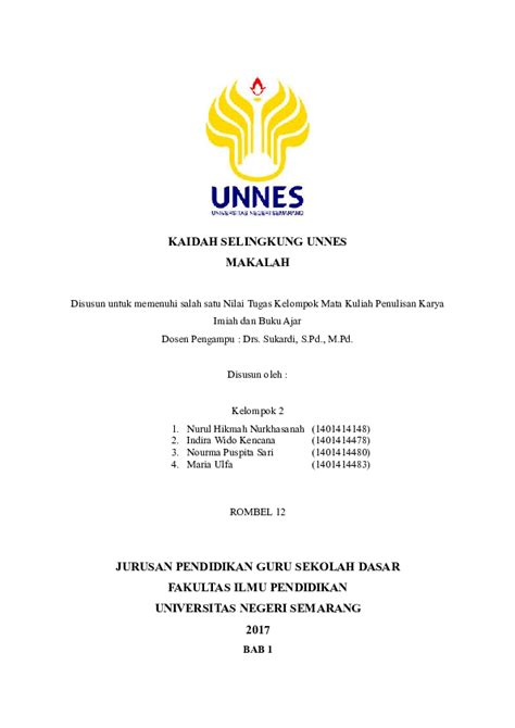 Cover Makalah Unnes | Ruang Ilmu