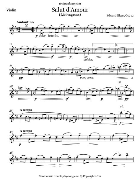 Elgar Salut Damour In 2023 Violin Sheet Music Violin Sheet Free