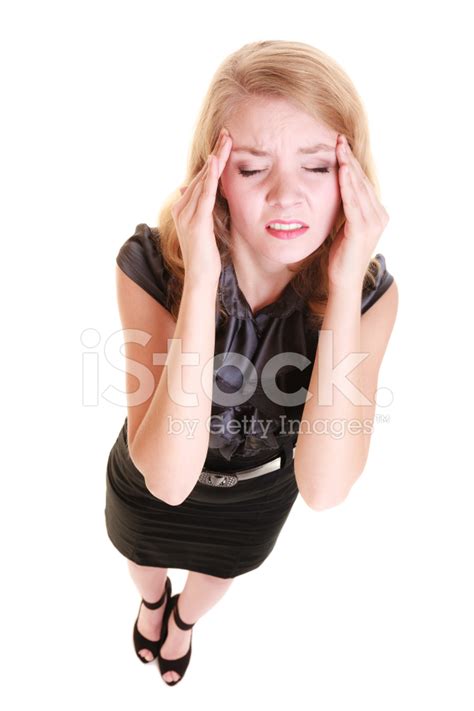 Headache Woman Suffering From Head Pain Isolated Stock Photo