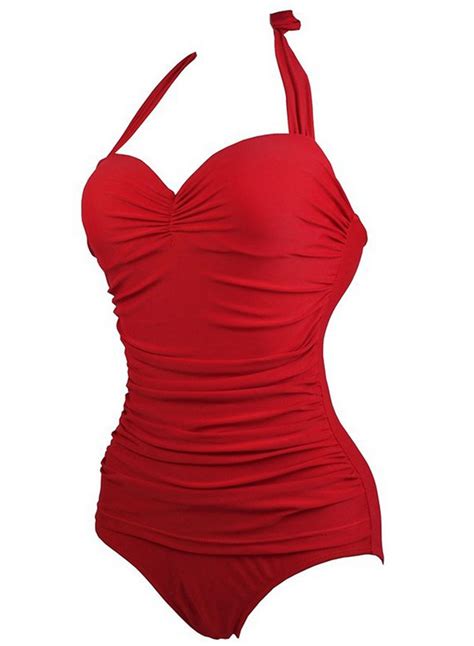 Fashion Halter Neck Sleeveless Backless Solid Color Swimwear One Piece