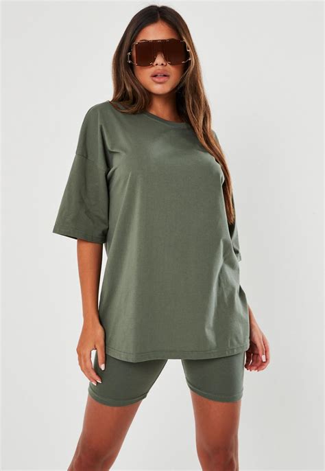 Green Oversized T Shirt And Cycling Shorts Co Ord Set Missguided