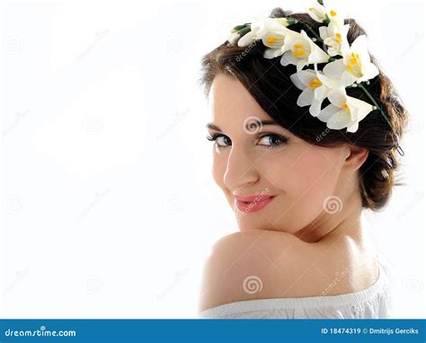 Beautiful Fresh Spring Woman With Flowers Stock Image Image Of Model