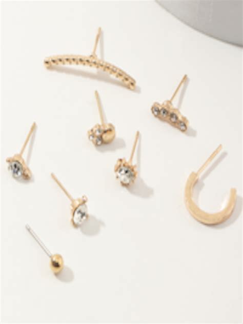 Buy Urbanic Set Of Gold Toned Mismatch Studs Earrings For Women