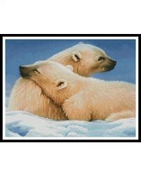 A cute little bear wearing a santa hat. "Polar Bears" | Cross Stitch Pattern