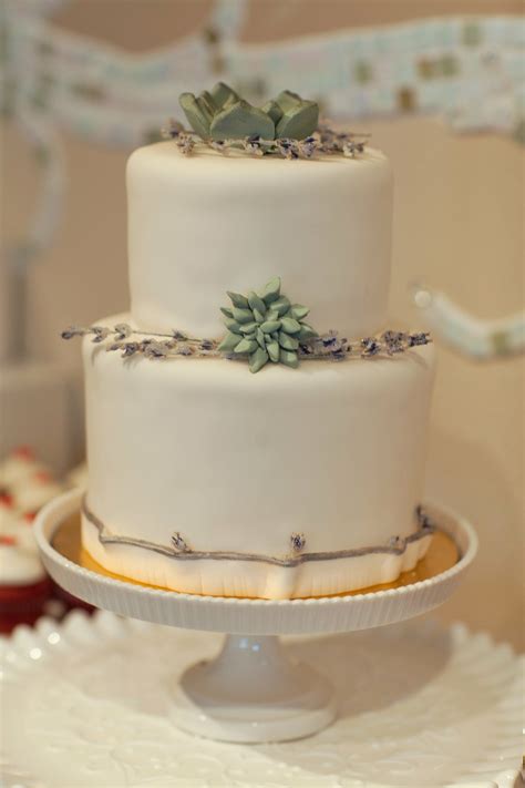 Simple Wedding Cake With Succulent Accents