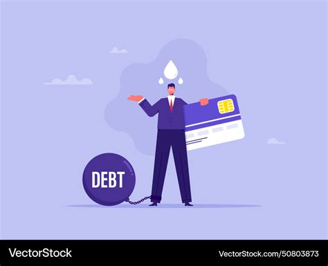 Credit Card Debt Financial Problem Concept Vector Image