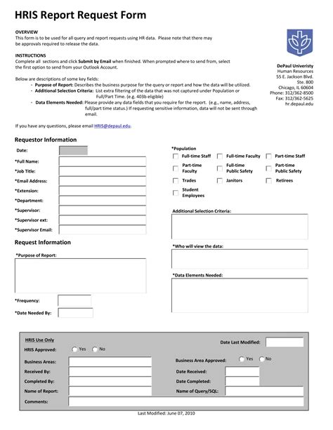 Hris Report Request Form ≡ Fill Out Printable Pdf Forms Online Hris