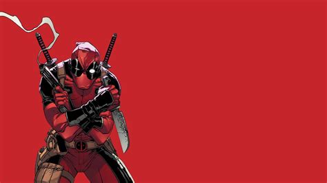 Deadpool On Red Background Hd Wallpaper Wallpaper Flare