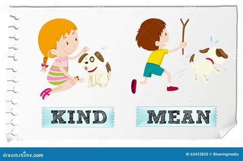 Opposite Adjectives Kind And Mean Stock Vector Image 63433820