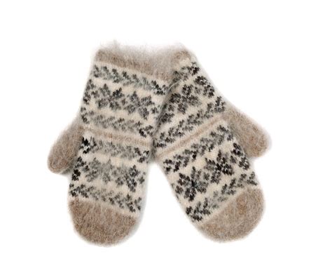 Pair Of Knitted Mittens Isolate On White Stock Photo Image Of Knit