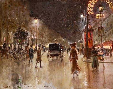 Georges Stein Paris Grands Boulevards Moonlight 19th Century