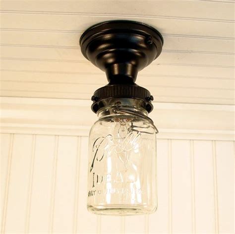 Flush Mount Mason Jar Ceiling Light Fixture Single Vintage Etsy Jar